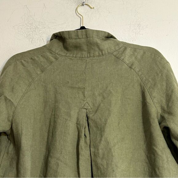 Garnet Hill Relaxed Linen Painter's Topcoat Green Size 4 - Picture 8 of 12